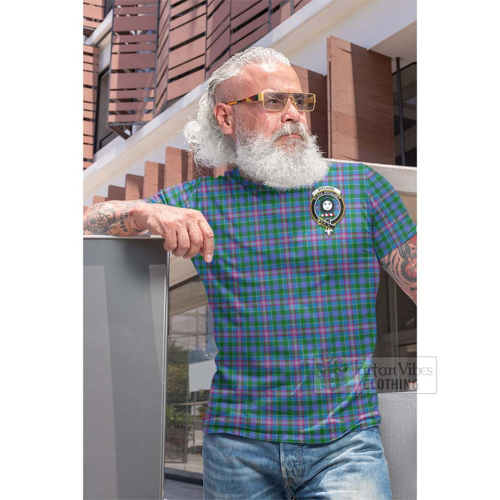 Pitcairn Tartan Cotton T-shirt with Family Crest Celtic Skull Style - Tartan Vibes Clothing