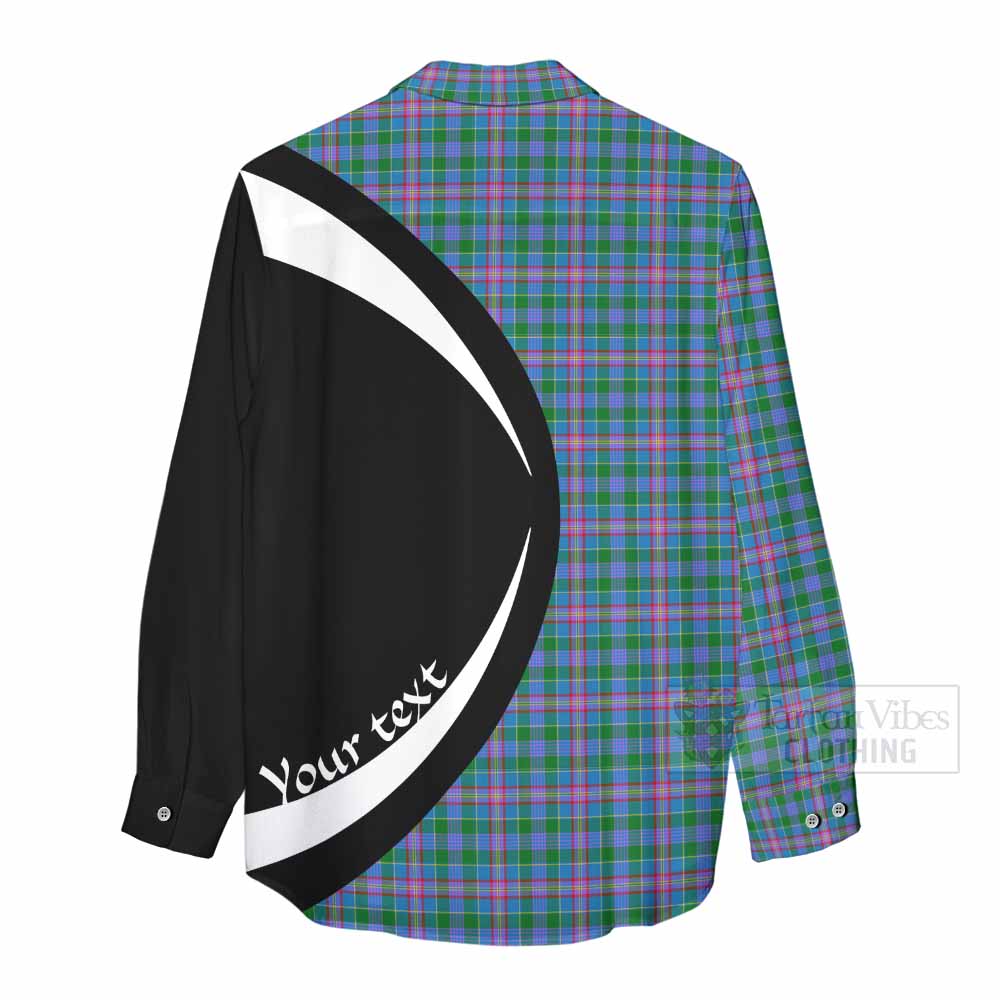 Pitcairn Tartan Women's Casual Shirt with Family Crest Circle Style - Tartan Vibes Clothing