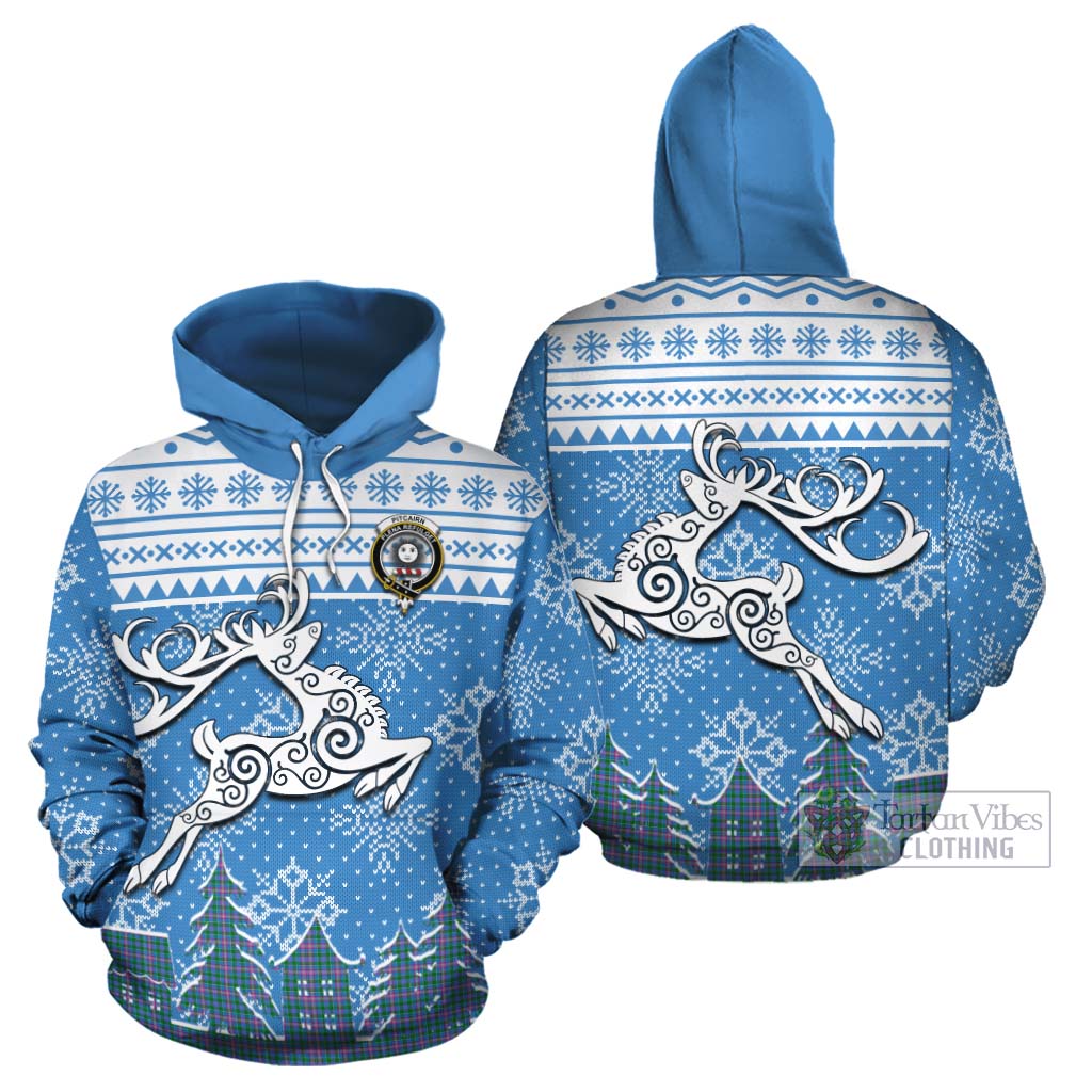 Pitcairn Clan Christmas Cotton Hoodie Celtic Reindeer Style Zip Hoodie - Tartan Vibes Clothing