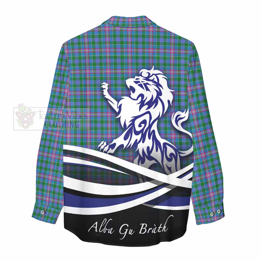 Pitcairn Tartan Women's Casual Shirt with Alba Gu Brath Regal Lion Emblem - Tartan Vibes Clothing
