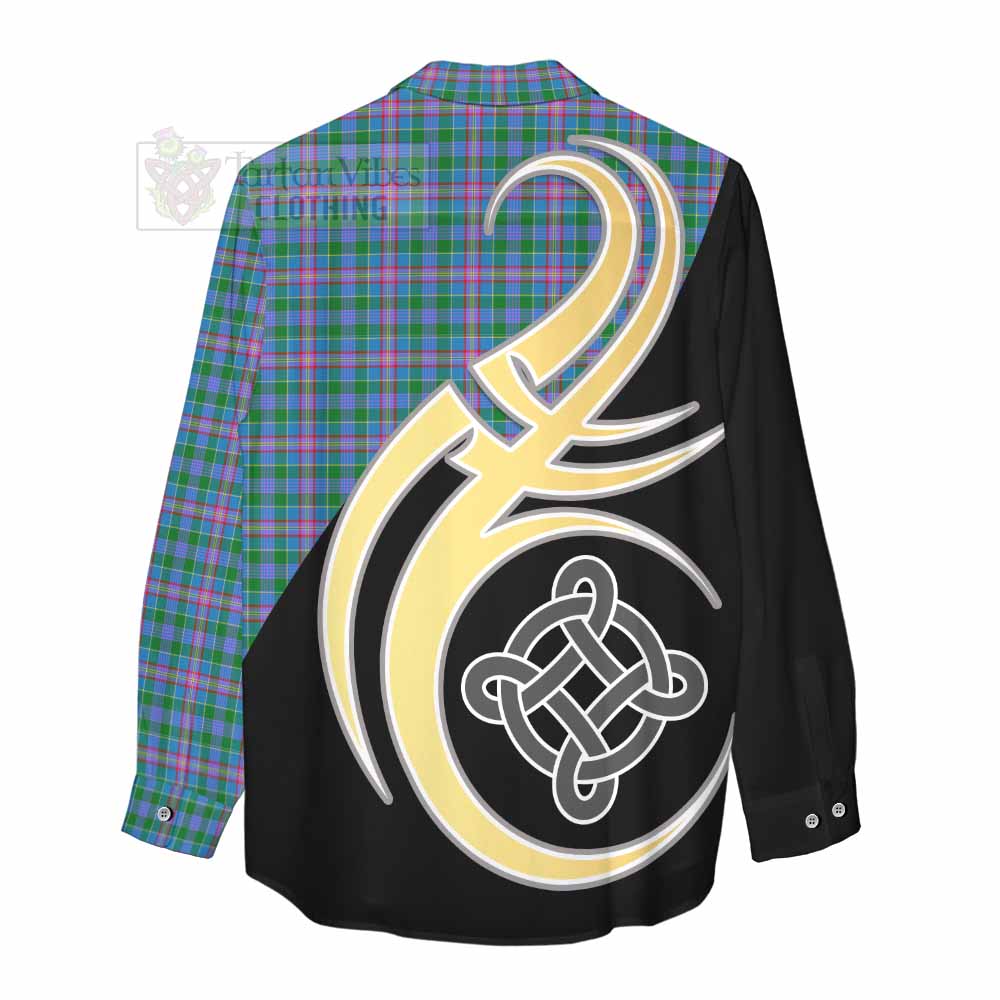 Pitcairn Tartan Women's Casual Shirt with Family Crest and Celtic Symbol Style - Tartan Vibes Clothing