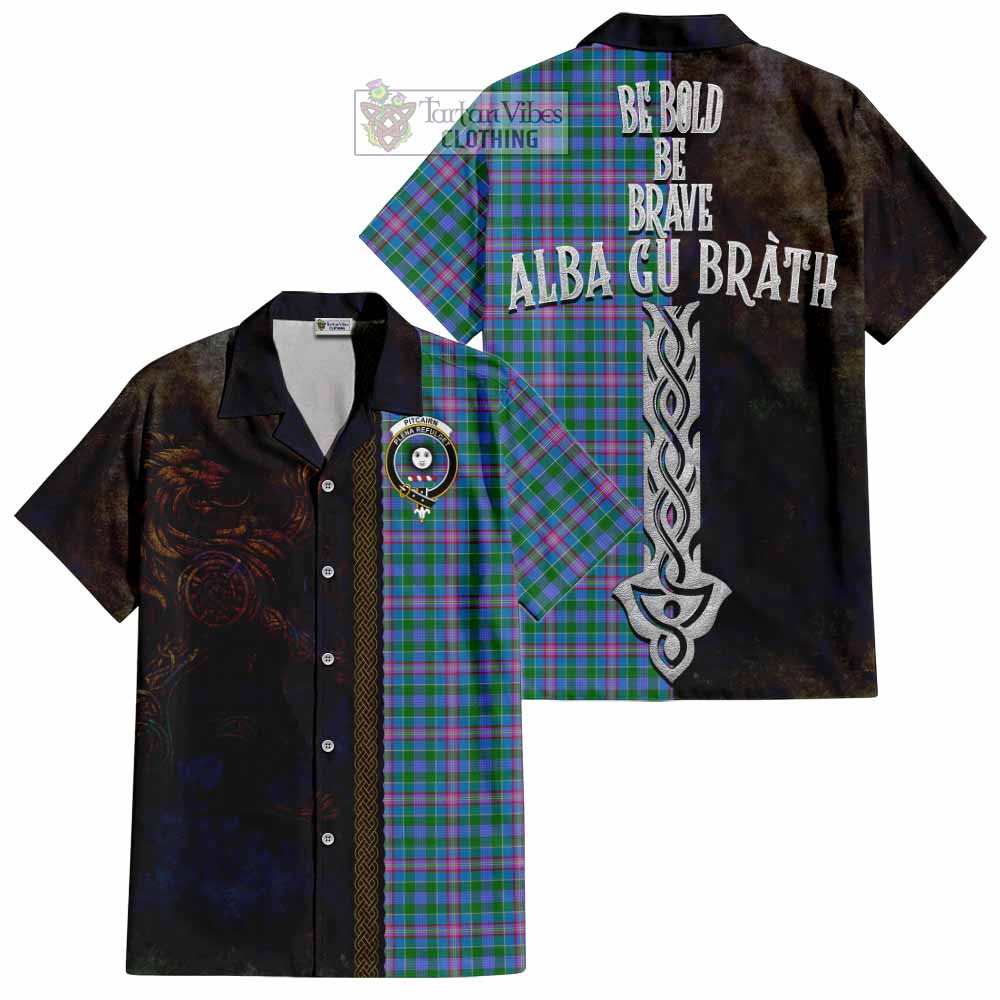 Pitcairn Tartan Family Crest Hawaiian Shirt Alba Gu Brath Be Brave Lion Ancient Style - Tartan Vibes Clothing