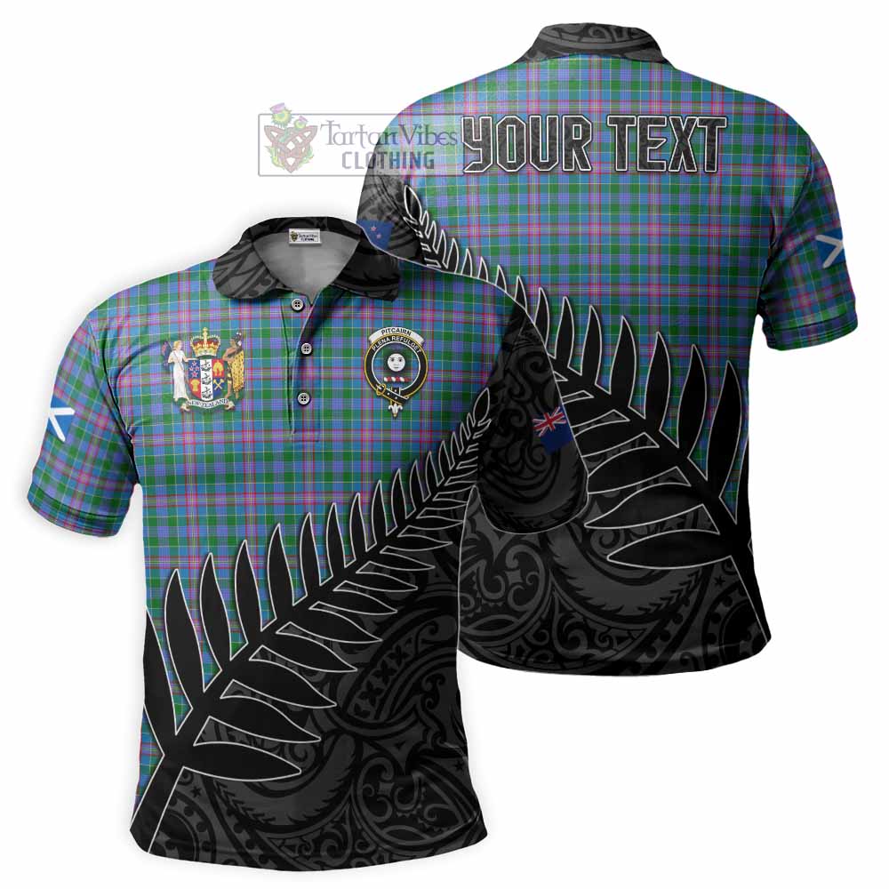 Pitcairn Crest Tartan Polo Shirt with New Zealand Silver Fern Half Style - Tartan Vibes Clothing