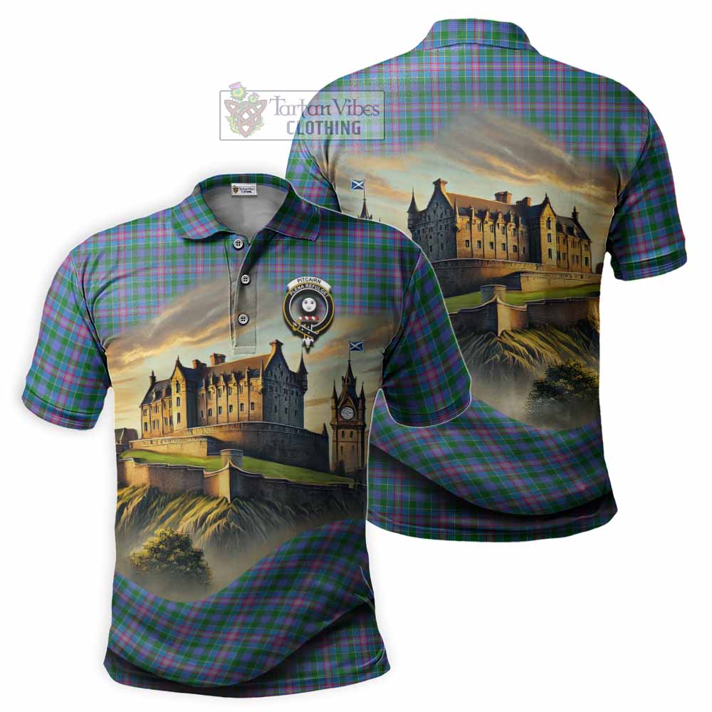 Tartan Vibes Clothing Pitcairn Tartan Family Crest Polo Shirt with Scottish Ancient Castle Stype