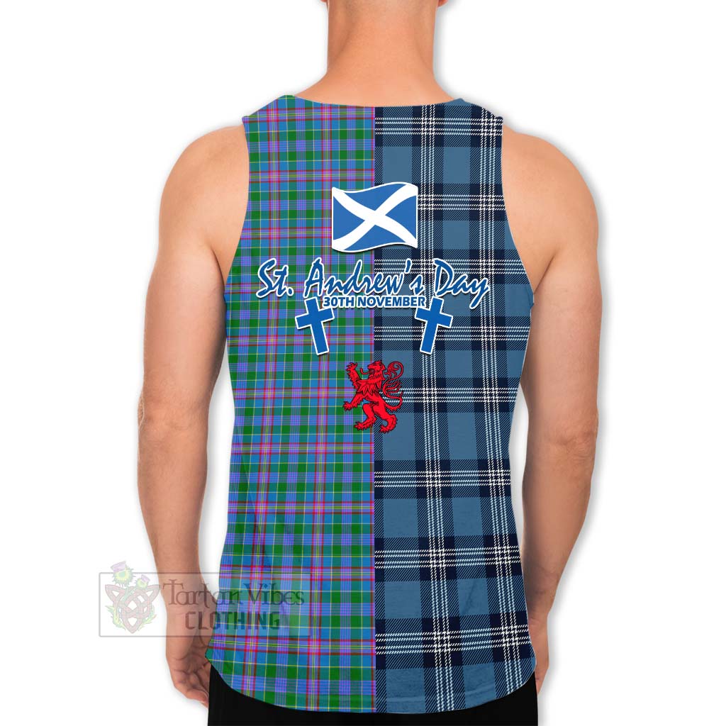 Pitcairn Tartan Men's Tank Top Happy St. Andrew's Day Half Tartan Style - Tartan Vibes Clothing