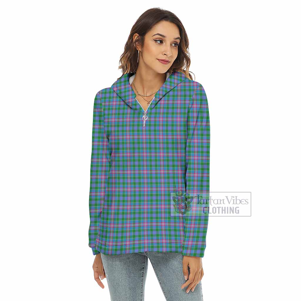 Pitcairn Tartan Women's Borg Fleece Hoodie with Half Zip - Tartan Vibes Clothing