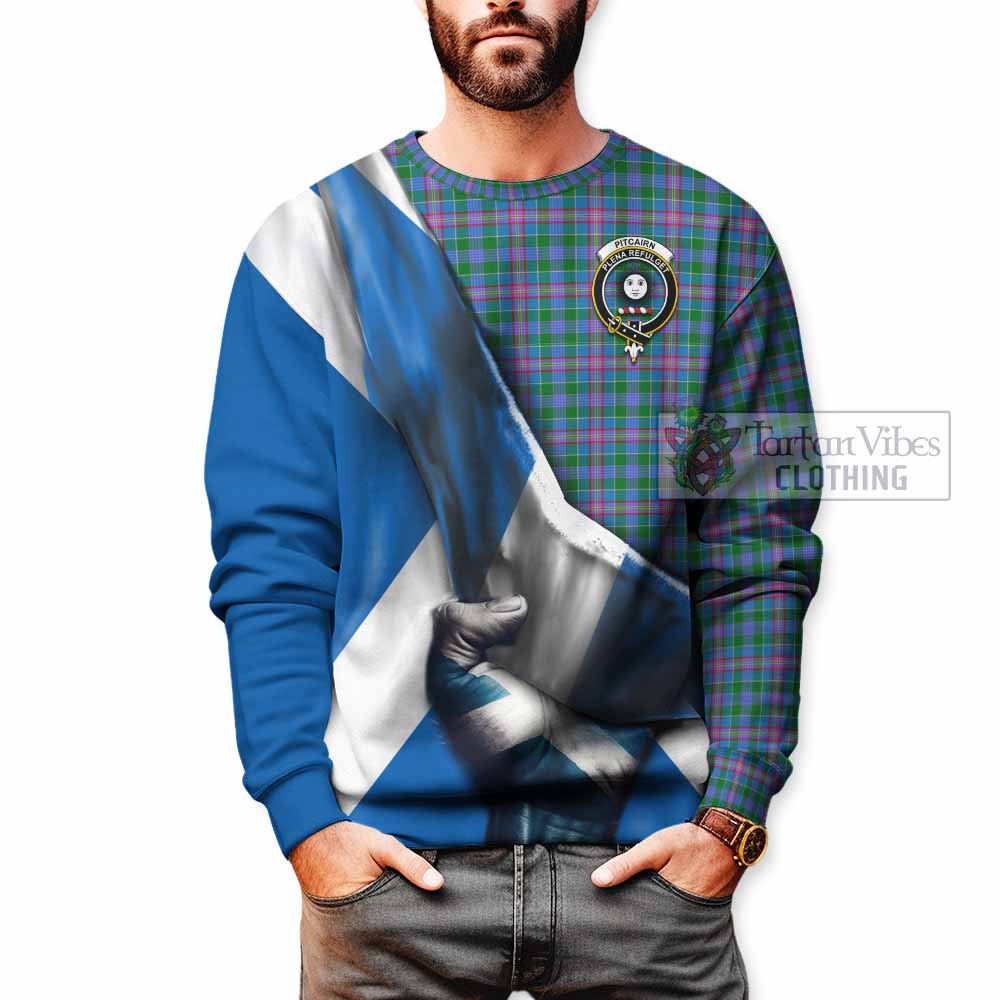 Pitcairn Tartan Sweatshirt with Family Crest Scotland Patriotic Style - Tartan Vibes Clothing
