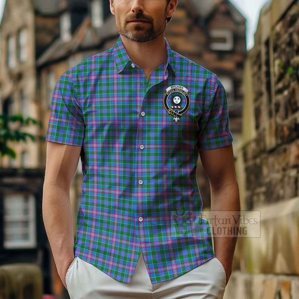 Pitcairn Tartan Hawaiian Shirt with Family Crest Celtic Skull Style - Tartan Vibes Clothing