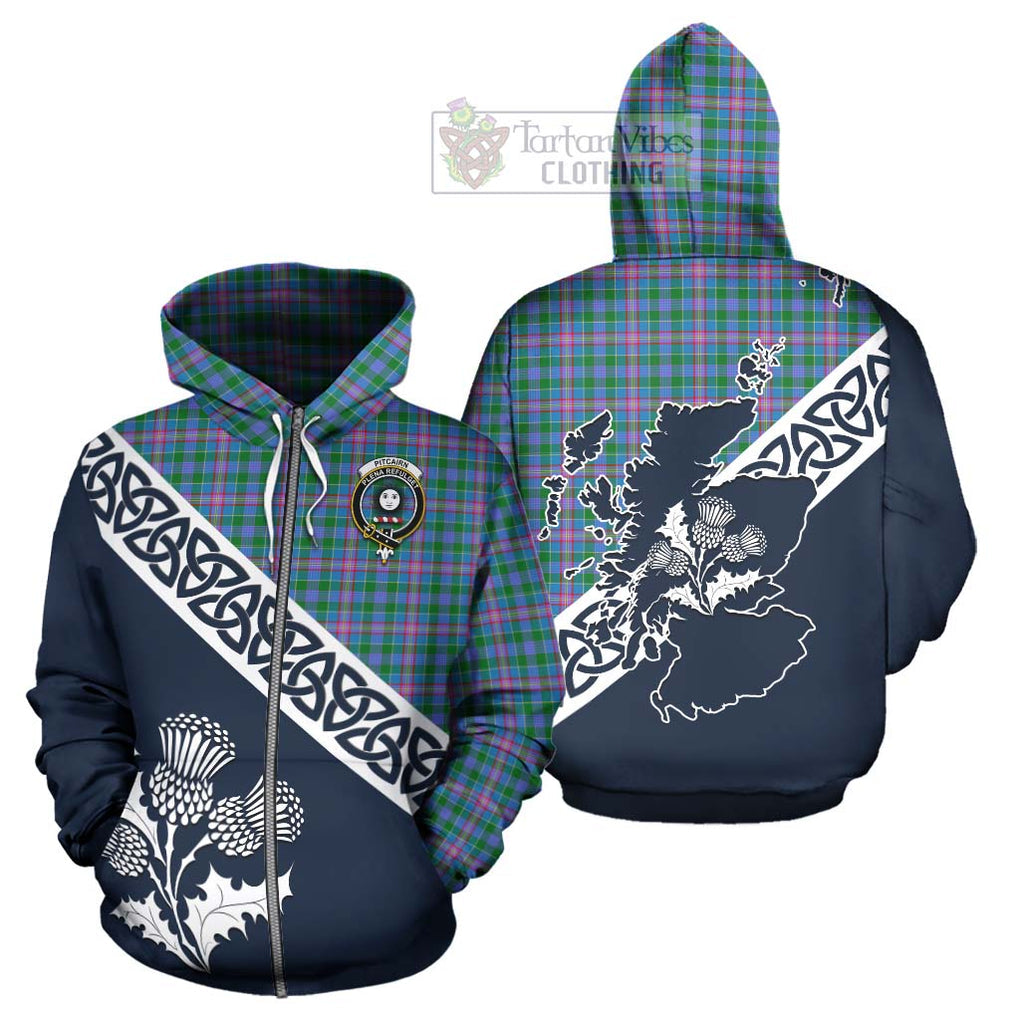 Pitcairn Tartan Hoodie Featuring Thistle and Scotland Map - Tartan Vibes Clothing