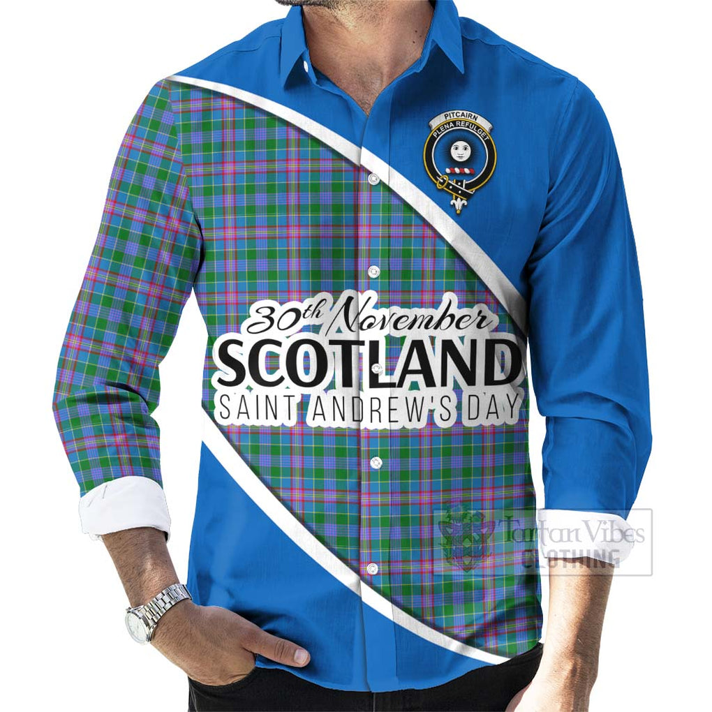 Pitcairn Family Crest Tartan Long Sleeve Button Shirt Celebrate Saint Andrew's Day in Style - Tartan Vibes Clothing