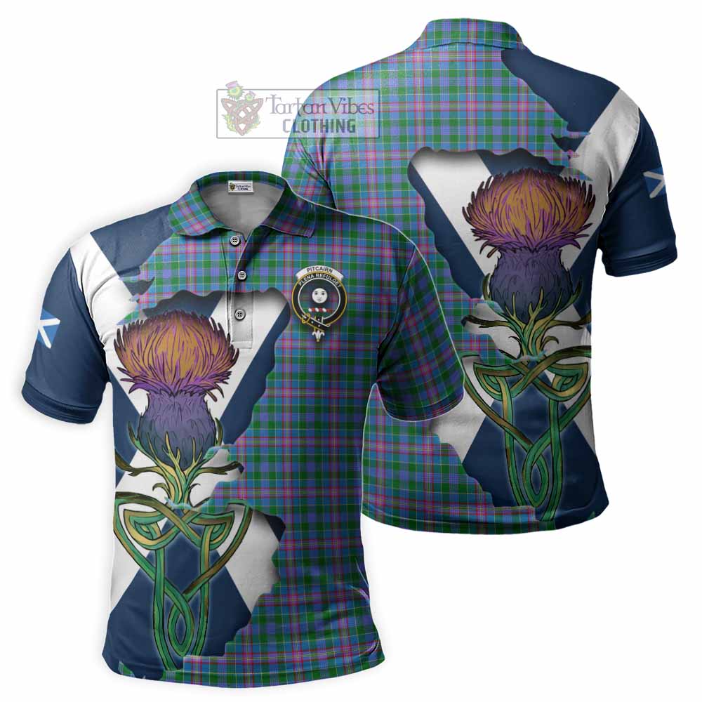 Pitcairn Tartan Family Crest Polo Shirt Scottish Thistle Celtic Inspired - Tartan Vibes Clothing