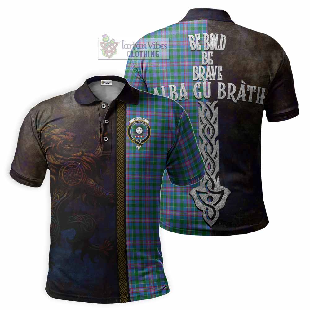 Pitcairn Tartan Family Crest Polo Shirt Alba Gu Brath Be Brave Lion Ancient Style - Tartan Vibes Clothing
