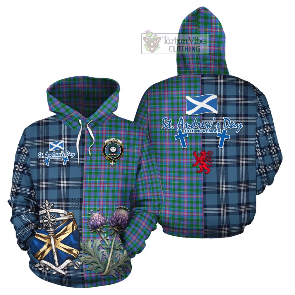 Pitcairn Tartan Cotton Hoodie Happy St. Andrew's Day Half Tartan Style Zip Hoodie - Tartan Vibes Clothing