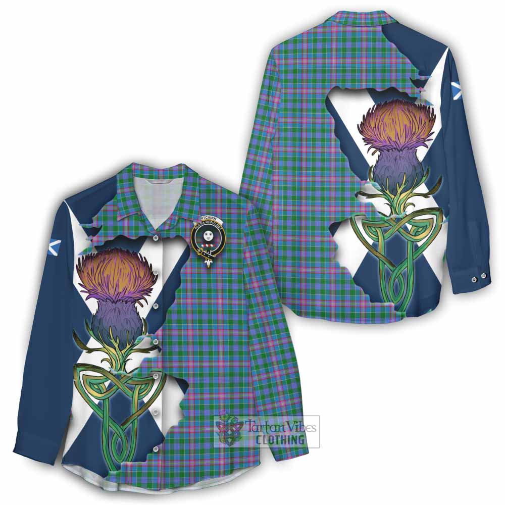 Pitcairn Tartan Family Crest Women's Casual Shirt Scottish Thistle Celtic Inspired - Tartan Vibes Clothing
