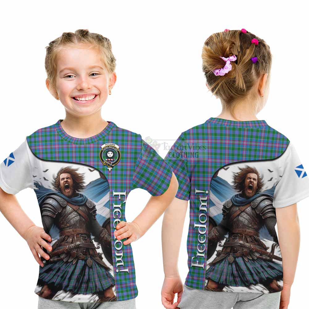Pitcairn Crest Tartan Kid T-Shirt Inspired by the Freedom of Scottish Warrior - Tartan Vibes Clothing