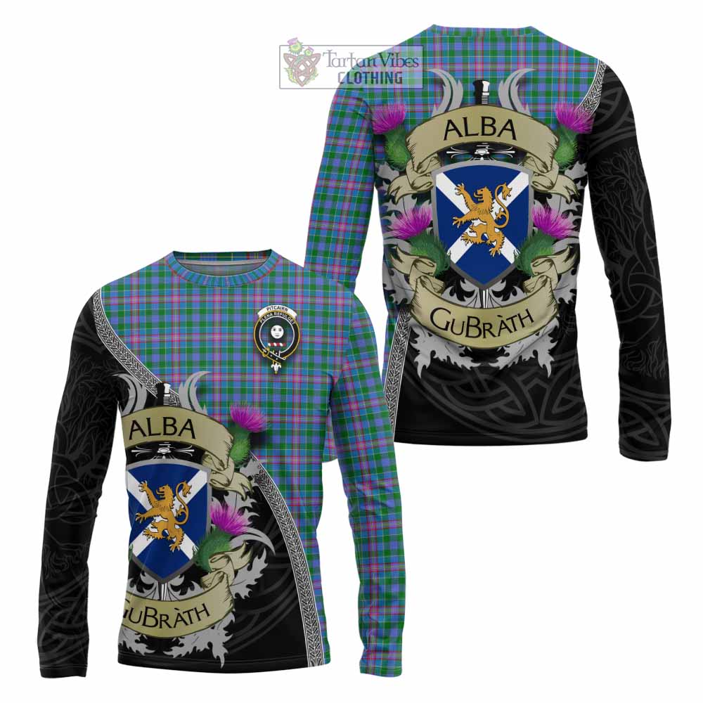 Pitcairn Tartan Family Crest Long Sleeve T-Shirt Lion Rampant Royal Thistle Shield Celtic Inspired - Tartan Vibes Clothing