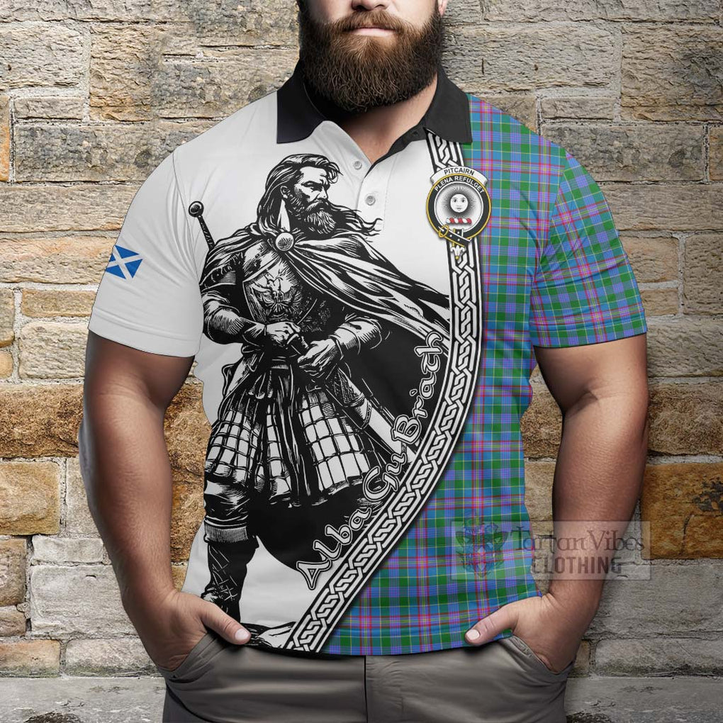 Pitcairn Tartan Clan Crest Polo Shirt with Highlander Warrior Celtic Style - Tartan Vibes Clothing