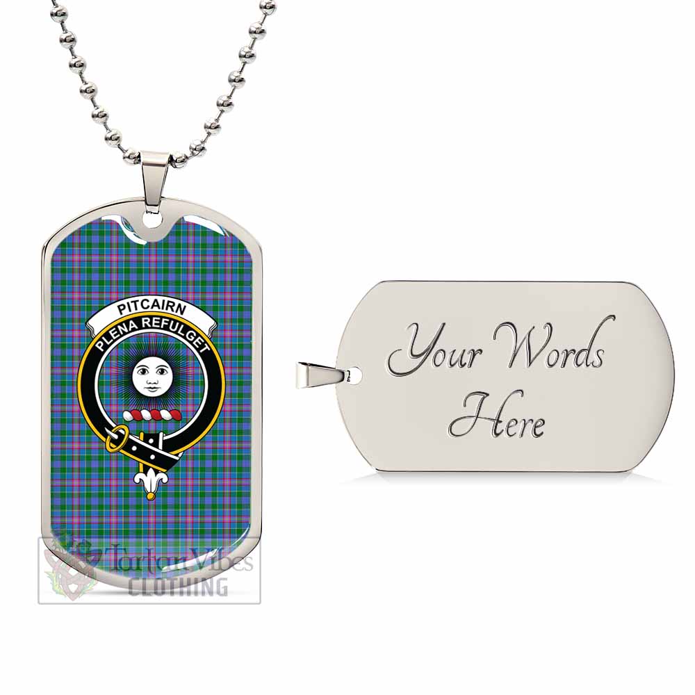 Pitcairn Tartan Dog Tag Necklace with Family Crest Silver Yes - Tartan Vibes Clothing