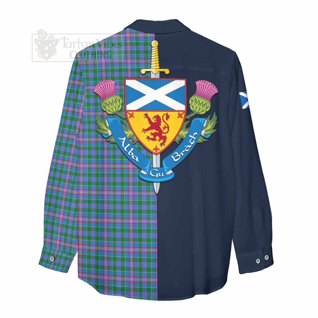 Pitcairn Tartan Women's Casual Shirt Alba with Scottish Lion Royal Arm Half Style - Tartan Vibes Clothing