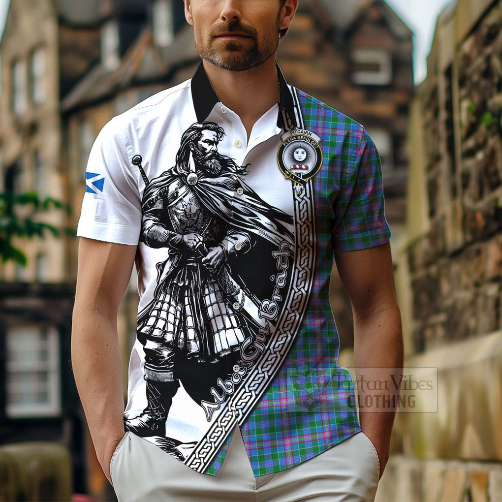 Pitcairn Tartan Clan Crest Hawaiian Shirt with Highlander Warrior Celtic Style - Tartan Vibes Clothing