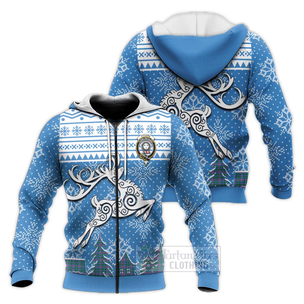 Pitcairn Clan Christmas Knitted Hoodie Celtic Reindeer Style Unisex - Tartan Vibes Clothing