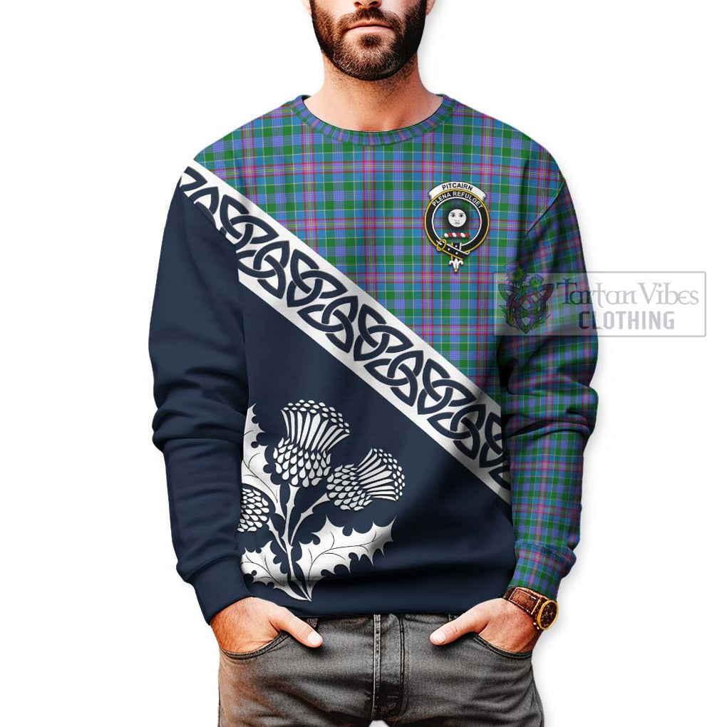 Pitcairn Tartan Sweatshirt Featuring Thistle and Scotland Map - Tartan Vibes Clothing