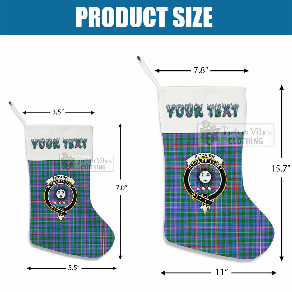 Pitcairn Tartan Family Crest Christmas Stocking with Personalized Text - Tartan Vibes Clothing