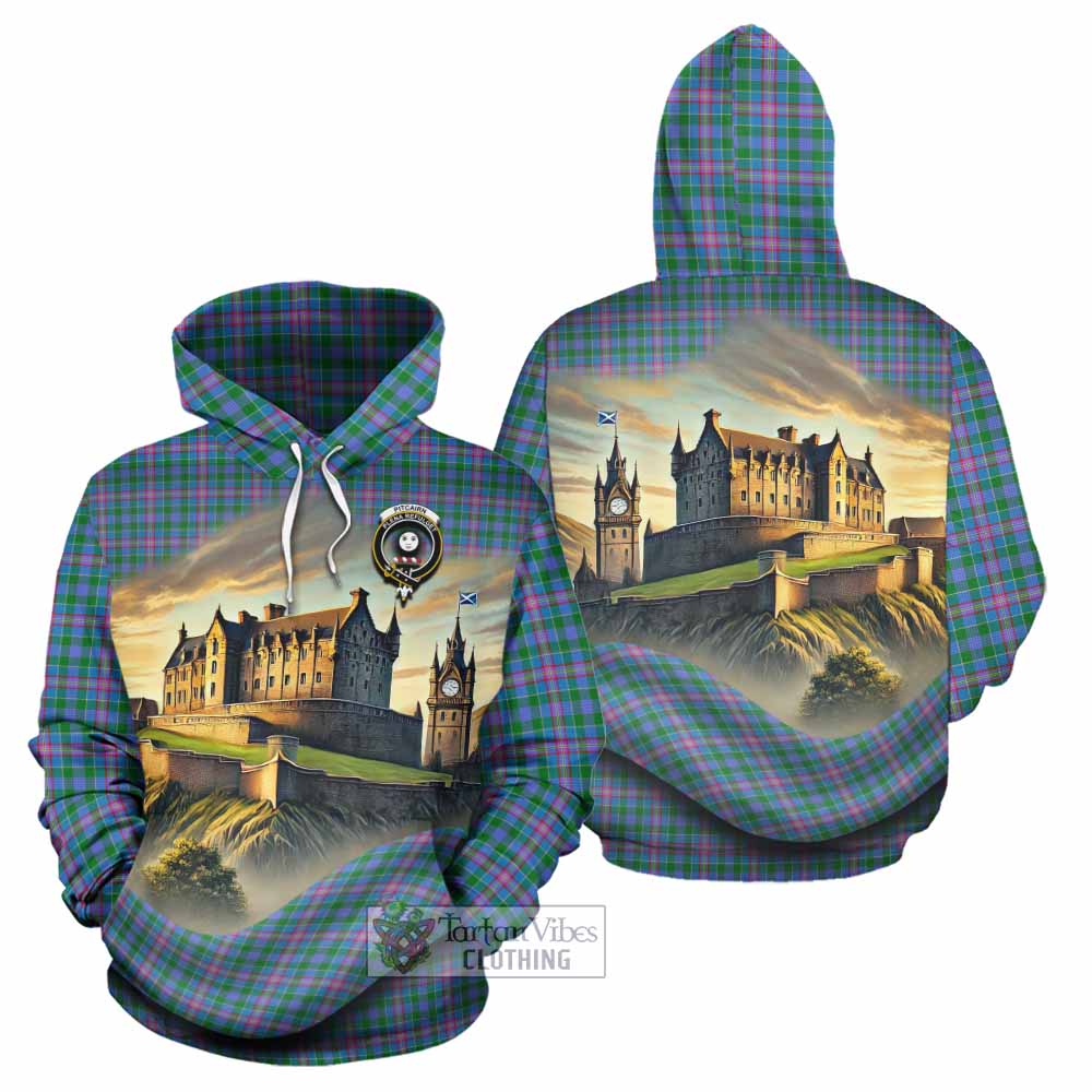 Pitcairn Tartan Family Crest Hoodie with Scottish Ancient Castle Style - Tartan Vibes Clothing
