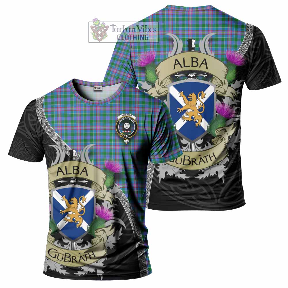 Pitcairn Tartan Family Crest T-Shirt Lion Rampant Royal Thistle Shield Celtic Inspired - Tartan Vibes Clothing