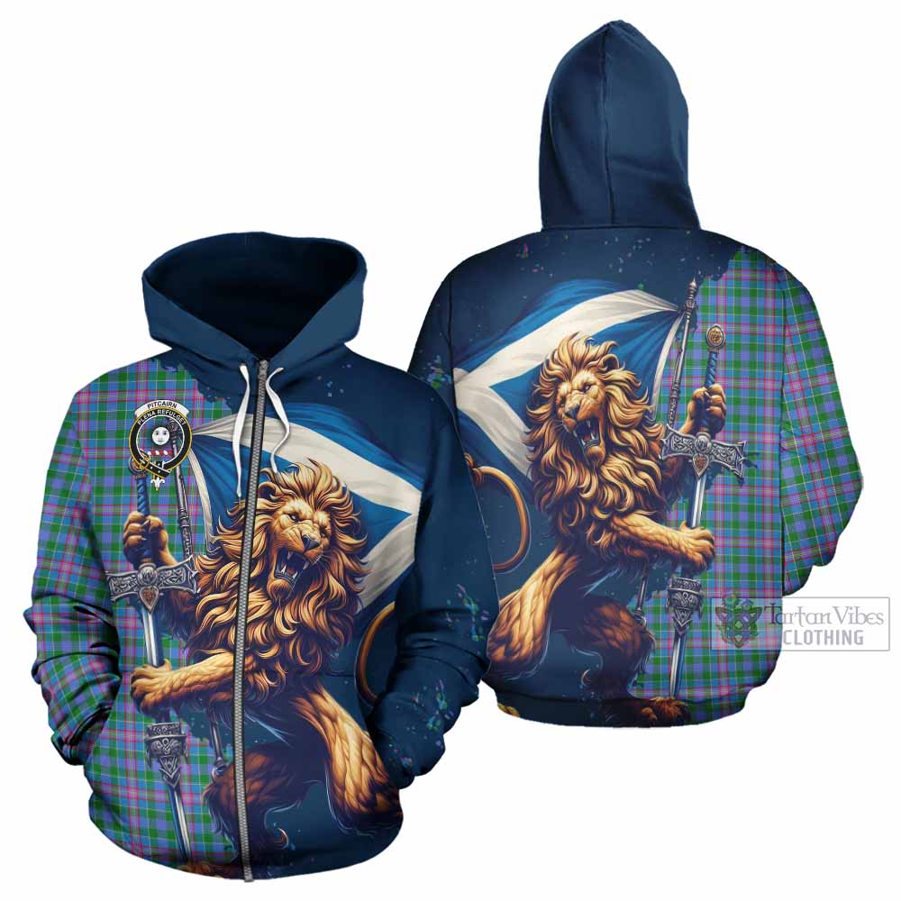 Pitcairn Tartan Family Crest Hoodie with Scottish Majestic Lion - Tartan Vibes Clothing