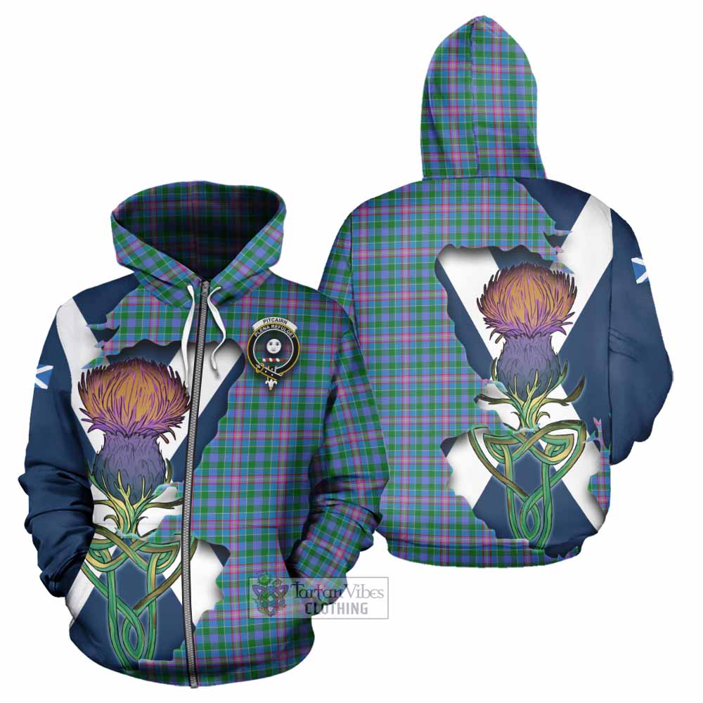 Pitcairn Tartan Family Crest Hoodie Scottish Thistle Celtic Inspired Zip Hoodie - Tartan Vibes Clothing