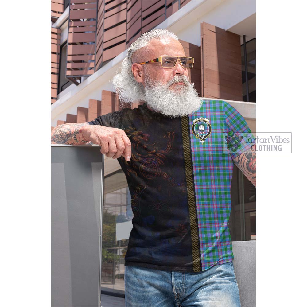 Pitcairn Tartan Family Crest Cotton T-shirt Alba Gu Brath Be Brave Lion Ancient Style - Tartan Vibes Clothing