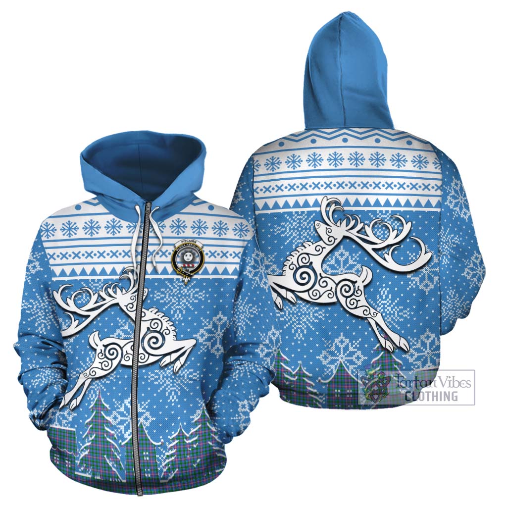 Pitcairn Clan Christmas Cotton Hoodie Celtic Reindeer Style - Tartan Vibes Clothing