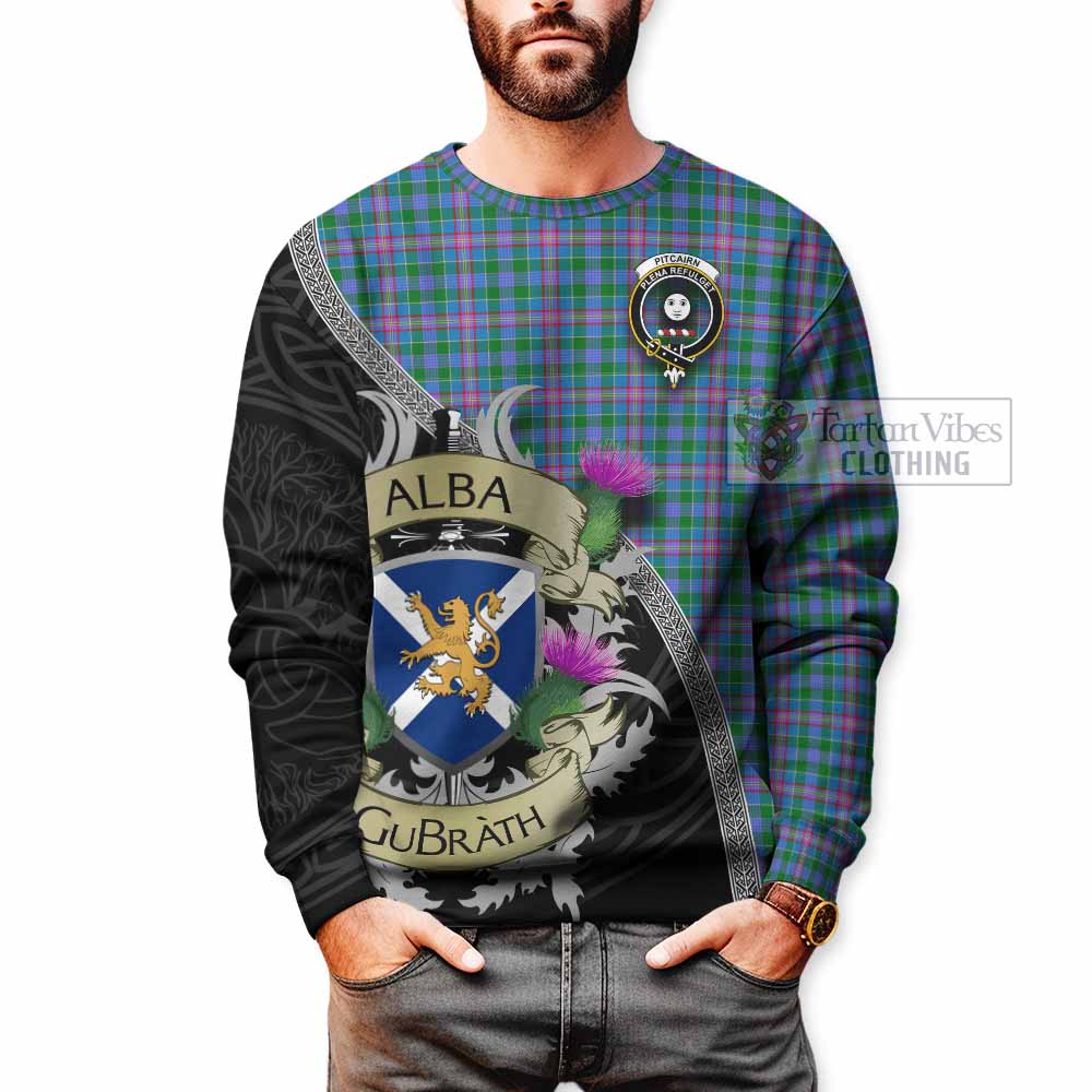 Pitcairn Tartan Family Crest Sweatshirt Lion Rampant Royal Thistle Shield Celtic Inspired - Tartan Vibes Clothing