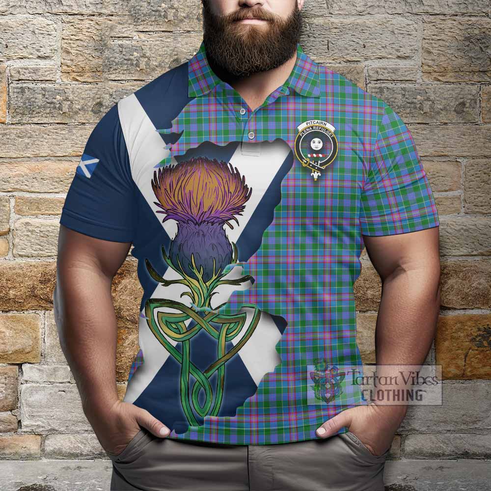 Pitcairn Tartan Family Crest Polo Shirt Scottish Thistle Celtic Inspired - Tartan Vibes Clothing