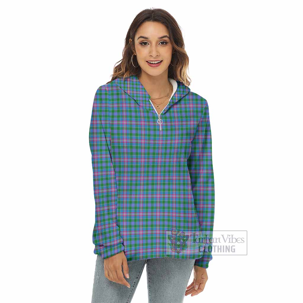 Pitcairn Tartan Women's Borg Fleece Hoodie with Half Zip - Tartan Vibes Clothing