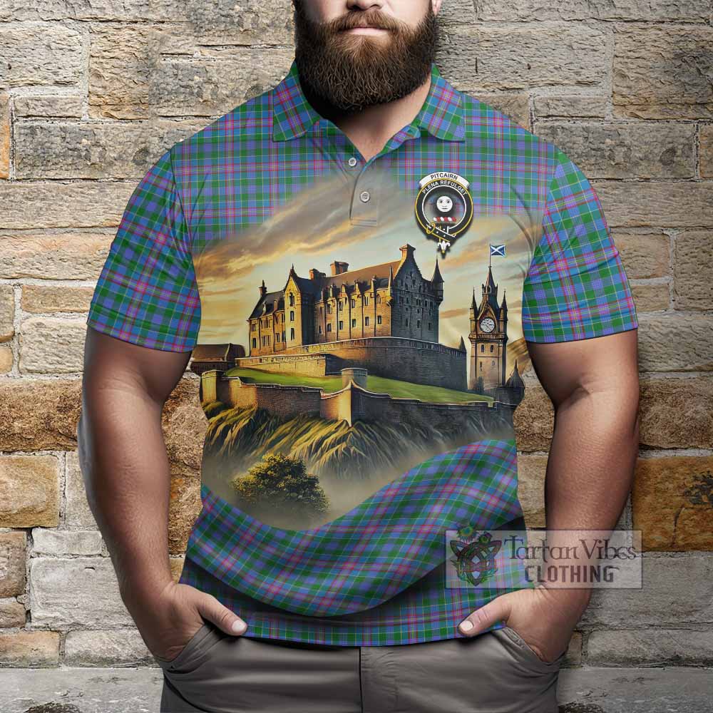 Tartan Vibes Clothing Pitcairn Tartan Family Crest Polo Shirt with Scottish Ancient Castle Stype