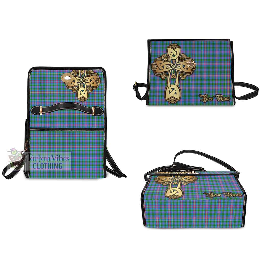 Tartan Vibes Clothing Pitcairn Tartan Waterproof Canvas Bag Golden Thistle Celtic Cross Style