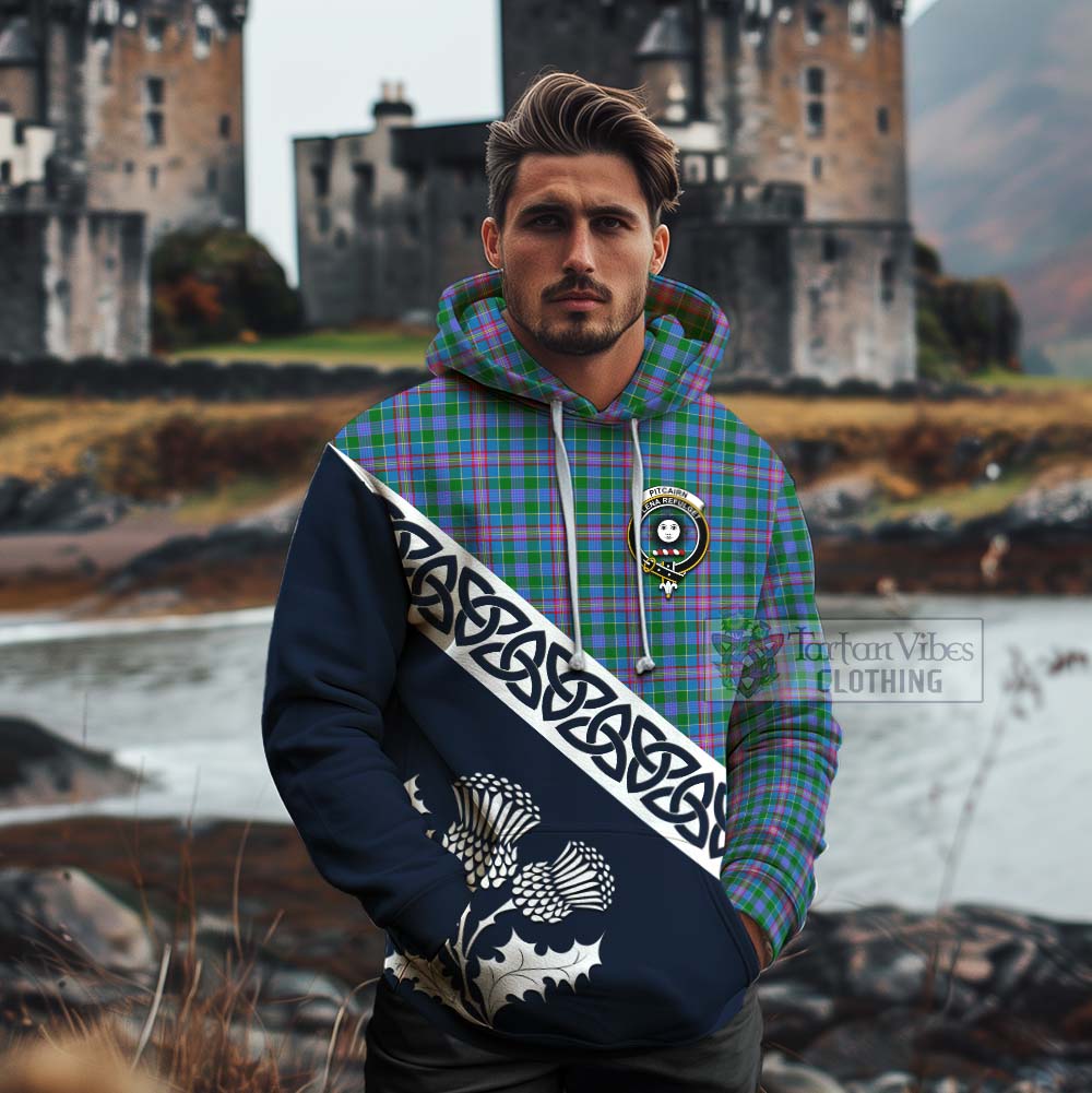 Pitcairn Tartan Cotton Hoodie Featuring Thistle and Scotland Map - Tartan Vibes Clothing