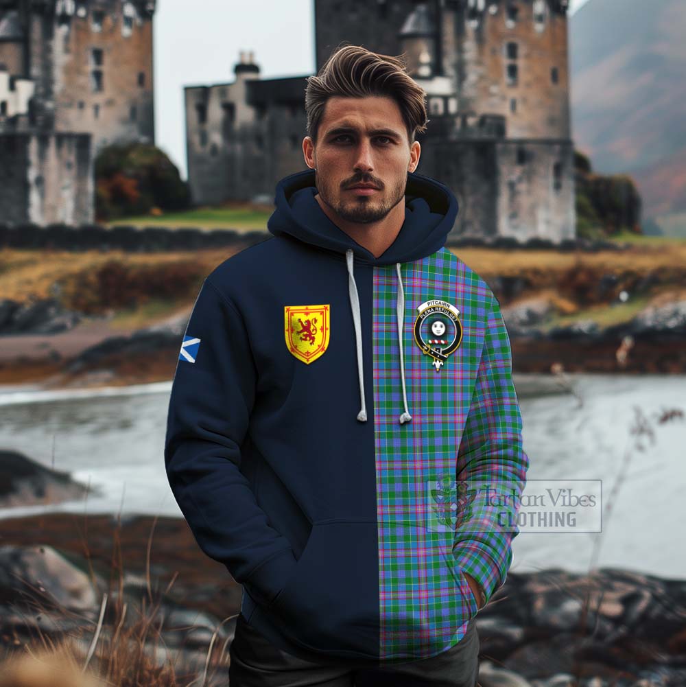 Pitcairn Tartan Cotton Hoodie Alba with Scottish Lion Royal Arm Half Style - Tartan Vibes Clothing