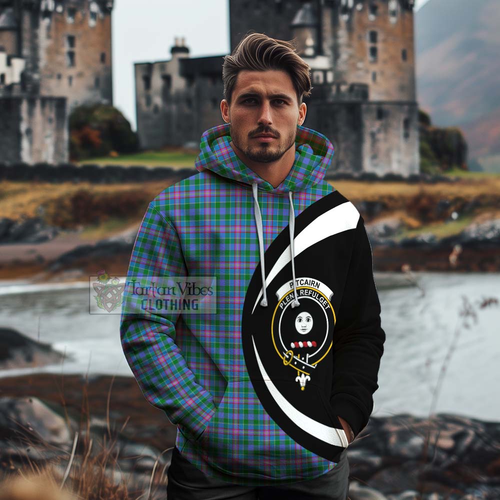 Pitcairn Tartan Cotton Hoodie with Family Crest Circle Style - Tartan Vibes Clothing