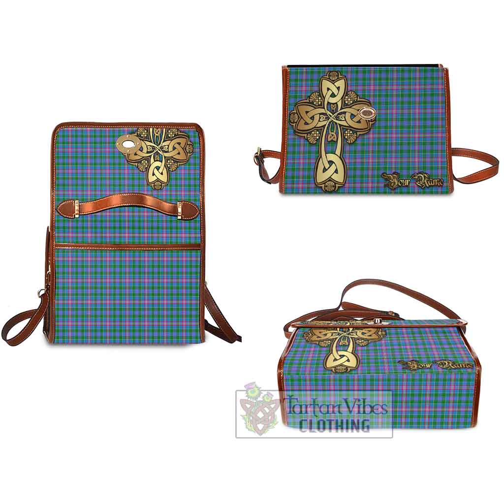 Tartan Vibes Clothing Pitcairn Tartan Waterproof Canvas Bag Golden Thistle Celtic Cross Style
