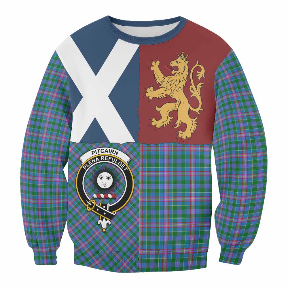 Pitcairn Crest Tartan Sweatshirt with Lion Rampant Saltire Style