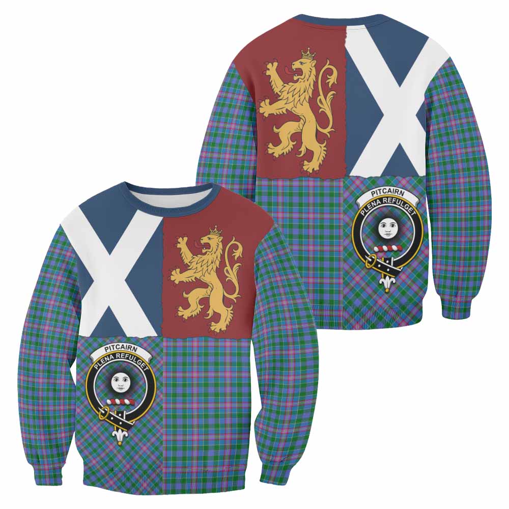 Pitcairn Crest Tartan Sweatshirt with Lion Rampant Saltire Style