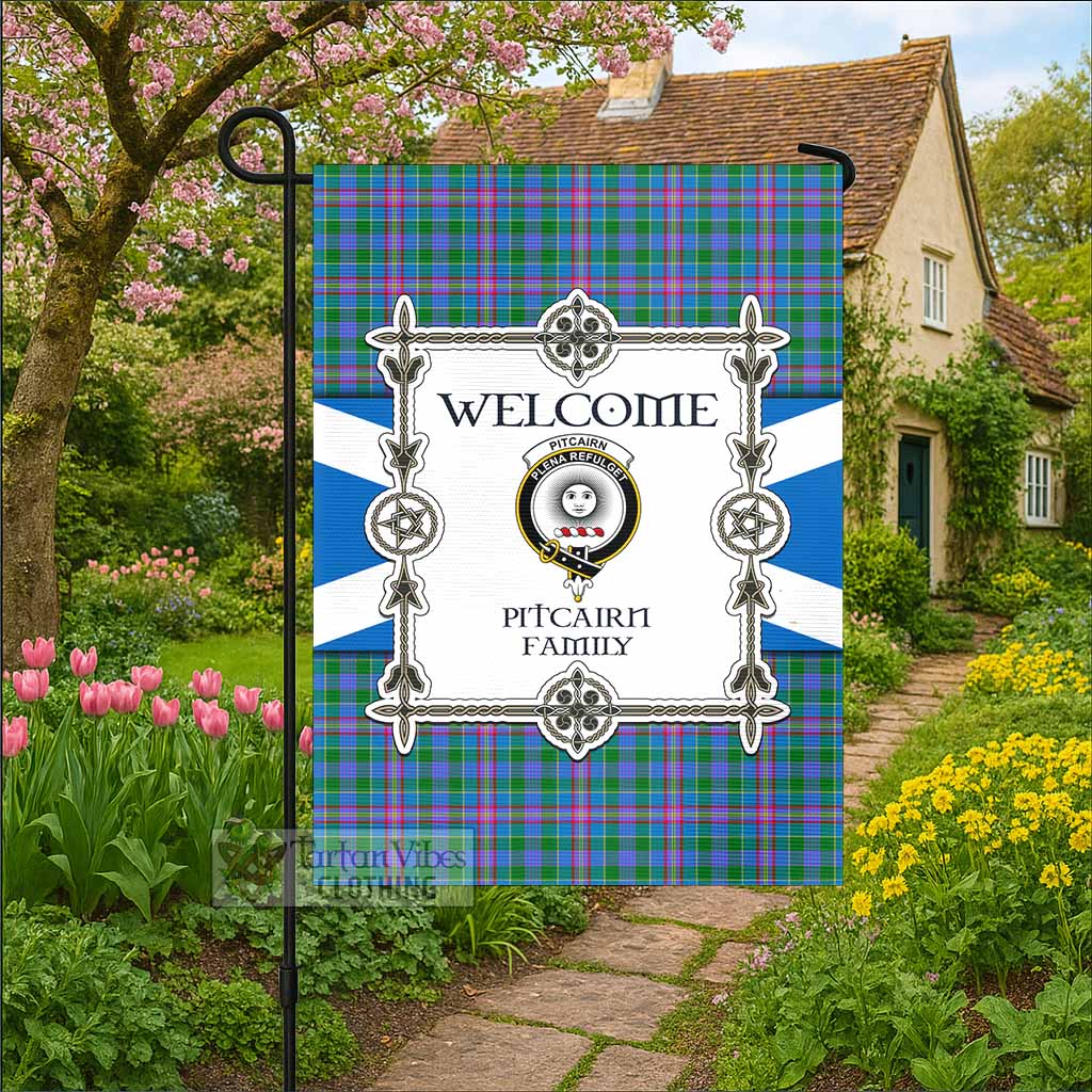 Pitcairn Family Crest Tartan Welcome Garden Flag Saltire Harmony Style - Tartan Vibes Clothing
