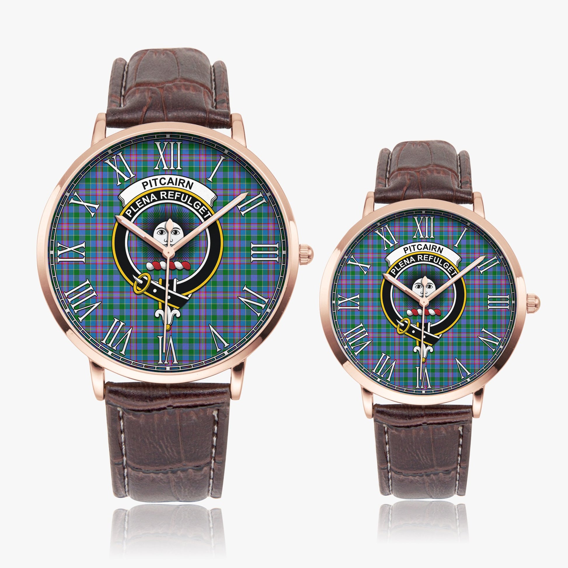 Pitcairn Tartan Family Crest Leather Strap Quartz Watch - Tartan Vibes Clothing