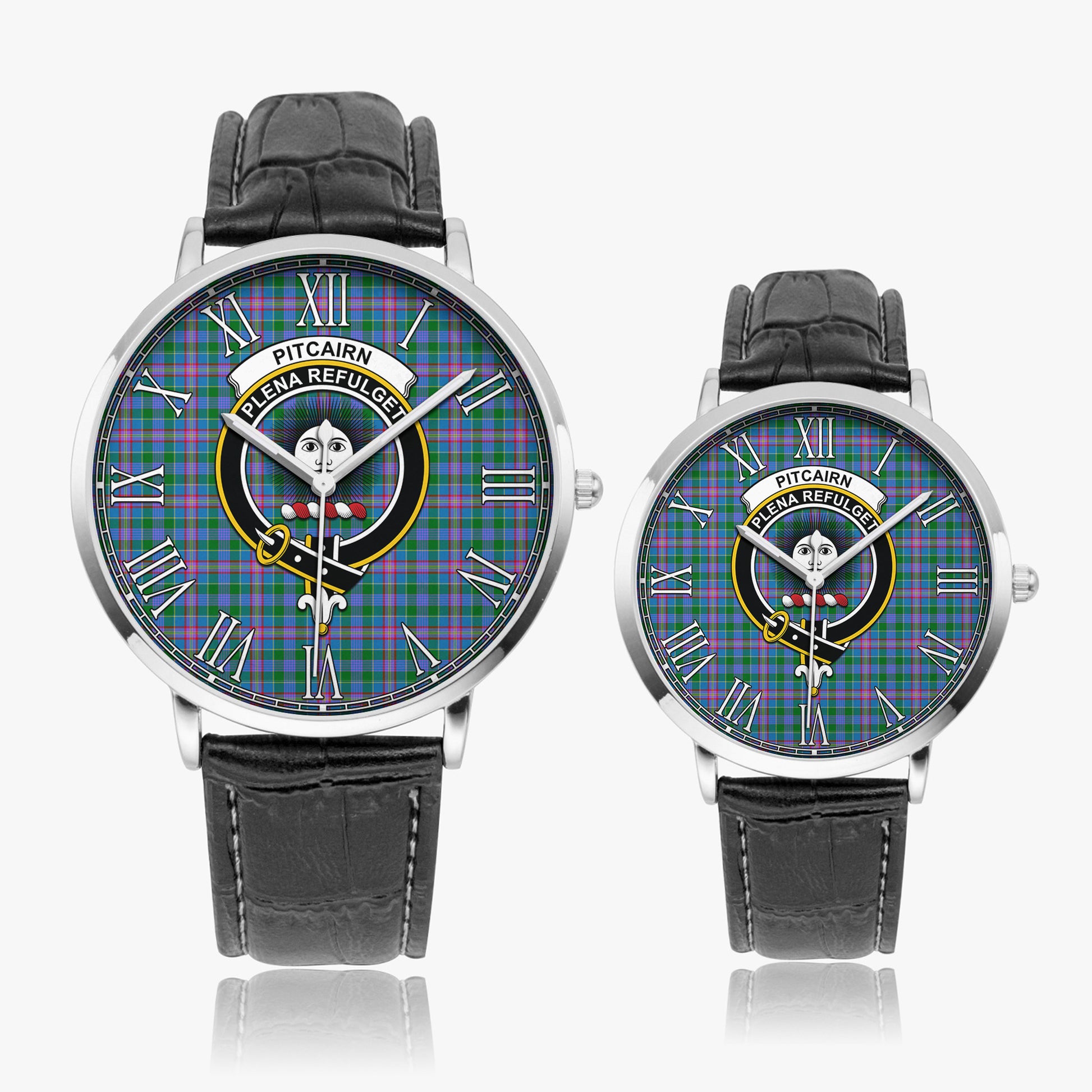 Pitcairn Tartan Family Crest Leather Strap Quartz Watch - Tartan Vibes Clothing