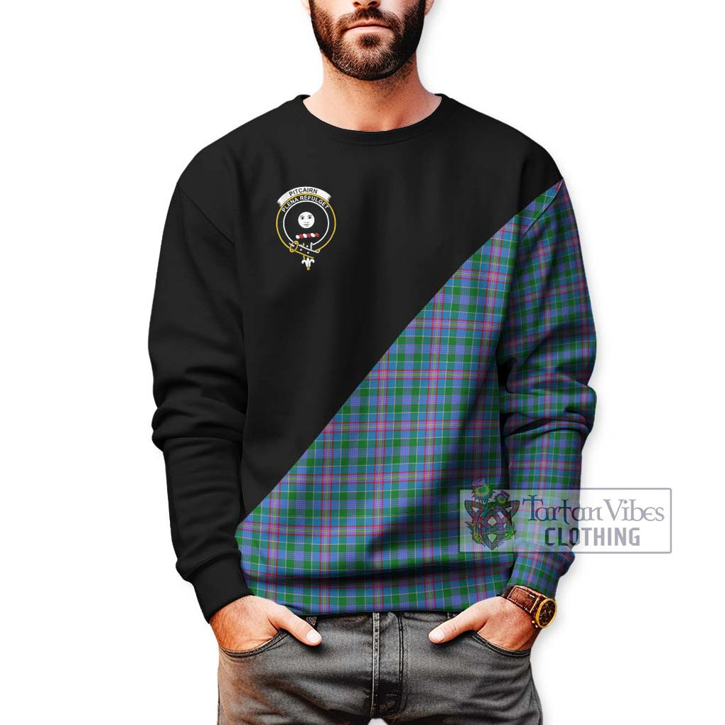 Pitcairn Tartan Sweatshirt with Family Crest and Military Logo Style Unisex - Tartan Vibes Clothing