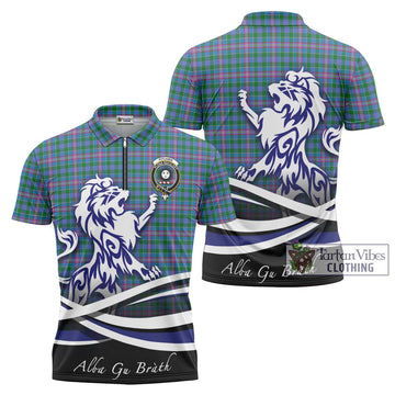 Pitcairn Tartan Zipper Polo Shirt with Alba Gu Brath Regal Lion Emblem Unisex - Tartan Vibes Clothing