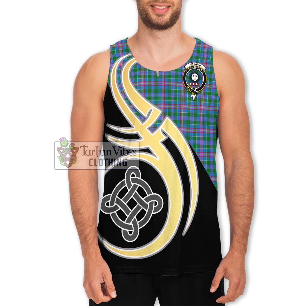 Pitcairn Tartan Men's Tank Top with Family Crest and Celtic Symbol Style Men - Tartan Vibes Clothing